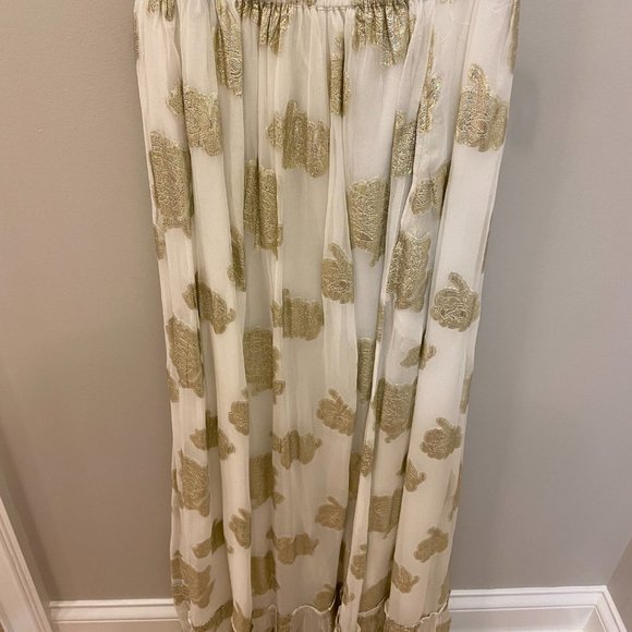 NWT Saule Parc Silky Gold/Ivory Maxi Skirt - Perfect for Holiday Parties or Brid - Picture 3 of 3